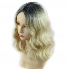 AMAZING Blonde & Black Brown Medium Wavy Lady Wigs Dip-Dye Ombre hair WIWIGS UK