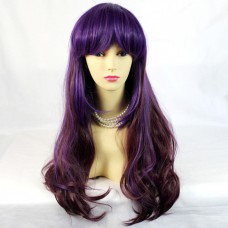 Sexy Beautiful Purple mix Long Wavy Cosplay Ladies Wigs UK