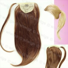 Wiwigs Ladies 1 Piece Clip Medium Brown Straight Ponytail Wrap around Pony