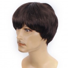 Mens Short Wig Dark Brown mix with Dark Auburn Men's Full Wig