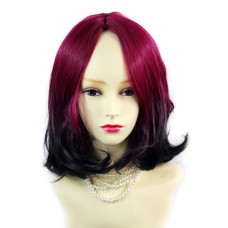 Wiwigs ® Lovely Medium Bob Style Wig Light Wine Red & Off Black Dip-Dye Ombre Hair UK