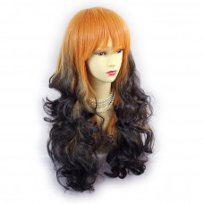 Wiwigs ® Romantic Long Curly Wig Dark Brown Dip-Dye Ombre Hair UK