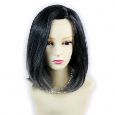 Wiwigs ® Wonderful Medium Bob Style Wig Grey & Off Black Dip-Dye Ombre Hair UK