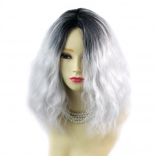 Wiwigs Untamed Medium Curly Wig Grey & Off Black Dip-Dye Ombre Hair