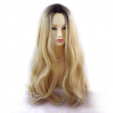 Wiwigs ® Fabulous Long Straight Wig Light Golden Blonde & Dark Brown Dip-Dye Ombre Hair UK
