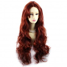 Wiwigs ® Beautiful Long Curly Copper Red Wavy hair skin top Ladies Wig