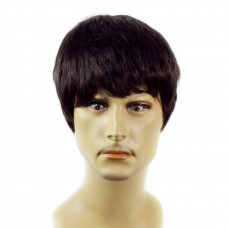 Heat Resistant Layered Long Bangs Cool Man Wig Short Black & Auburn Men's Full Wigs