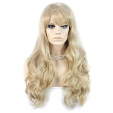 Sexy Beautiful Layered wavy Blonde mix Long Ladies Wigs Skin Top Wig UK