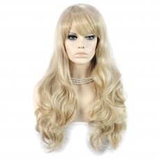 Sexy Beautiful Layered wavy Blonde mix Long Ladies Wigs Skin Top Wig UK