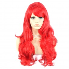 Beautiful Watch Out Cosplay Long Layes Wavy Fire Red Ladies Wigs Skin Top Wig UK