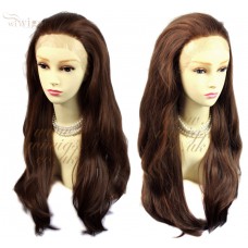 Sexy Beautiful French Lace Front wig Layered Wavy Brown & Red Long Ladies Wigs