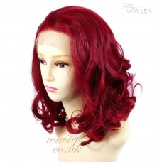 Lovely Medium French Lace Front wig Burgundy Red mix Softly Curly Short Ladies Wigs UK