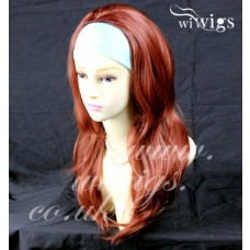 Fox Red 3/4 Fall Hair Piece Long Wavy Layered wavy ends Half Wig hairpiece