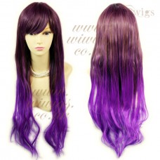 Wonderful Cosplay Purple mix Long Straight Layes Heat Resistant Ladies Wigs UK