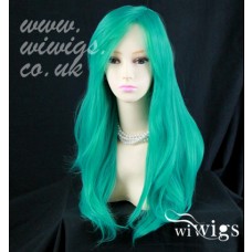 Heat Resistant Cosplay Long Layes Wavy Jade Green mix Ladies Wigs UK