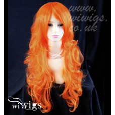 Stunning Long Curly Orange Ladies Wigs Skin Top Cosplay Wig from WIWIGS UK