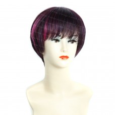Wiwigs ® Lovely Short Dark Burgundy & Purple & Red Full Hire Skin Top Lady Wigs