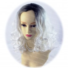Lovely Medium Curly Cosplay Black & Snow white Ladies Wig Dip-Dye Ombre hair WIWIGS UK
