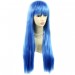 Fabulous Long Straight wig Skin Top Blue Ladies Wigs Heat Resistant Cosplay UK
