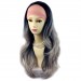 AMAZING Black Brown & Grey Long Wavy Dip-Dye Ombre Half Wig