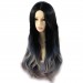 AMAZING Black Brown & Grey Long Wavy Lady Wigs Dip-Dye Ombre hair WIWIGS UK