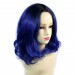Wiwigs ® Lovely Medium Bob Style Wig Blue & Off Black Dip-Dye Ombre Hair UK