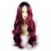 Wiwigs ® Gorgeous Long Wavy Wig Burgundy & Off Black Dip-Dye Ombre Hair UK