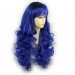 Wiwigs ® Romantic Long Curly Wig Blue & Off Black Dip-Dye Ombre Hair UK