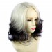 Wiwigs ® Lovely Short Wavy Wig Light Blonde & Medium Brown Dip-Dye Ombre Hair UK