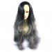 Wiwigs ® Gorgeous Long Wavy Wig Grey & Off Black Dip-Dye Ombre Hair UK