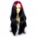 Wiwigs ® Gorgeous Long Wavy Wig Light Wine Red & Off Black Dip-Dye Ombre Hair UK