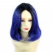 Wiwigs ® Pretty Short Wavy Bob Style Wig Blue & Off Black Dip-Dye Ombre Hair UK