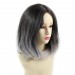 Wiwigs ® Pretty Medium Bob Style Wig Grey & Medium Brown Dip-Dye Ombre Hair UK