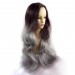 Wiwigs ® Gorgeous Long Wavy Wig Grey & Dark Auburn Dip-Dye Ombre Hair UK