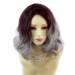 Wiwigs ® Lovely Short Wavy Wig Grey & Dark Auburn Dip-Dye Ombre Hair UK