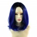 Wiwigs ® Wonderful Medium Bob Style Wig Blue & Off Black Dip-Dye Ombre Hair UK