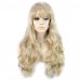 Sexy Beautiful Layered wavy Blonde mix Long Ladies Wigs Skin Top Wig UK