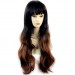 Fabulous Style Black Brown & Red Long Wavy Lady Wigs Dip-Dye Ombre hair WIWIGS.