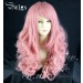 Stunning Long Curly Pink Ladies Wigs Skin Top Cosplay Wig ! WIWIGS UK