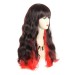 Wiwigs ® Sexy Pretty Long Wavy Dark Brown & Red Ladies Wigs skin top Hair