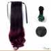 Black Brown & Burgundy Dip-Dye Ombre Wavy Hairpiece Ponytail Extension UK