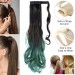 Dip-Dye Ombre Black Green Hairpiece Ponytail Extensions UK