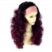 AMAZING Black Brown & Burgundy Long 3/4 Fall Wig Hairpiece Curly Dip-Dye Ombre hair from WIWIGS UK