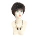 Wiwigs ® Natural Short Black Brown & Auburn Wavy Full Hire Skin Top Lady Wigs