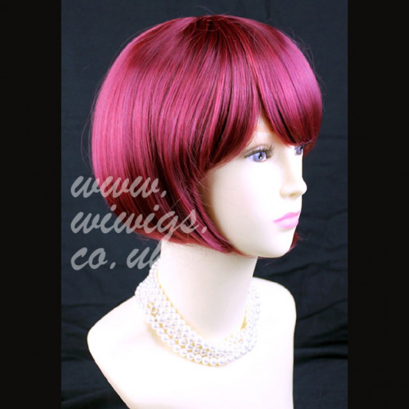 Classy Short Bob Skin Top Burgundy Red mix Lady Wig UK 1239
