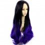 Long Wavy Lady Wigs Black Brown & Purple Dip-Dye Ombre hair WIWIGS
