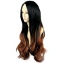 AMAZING Style Black Brown & Red Long Wavy Lady Wigs Dip-Dye Ombre hair WIWIGS UK