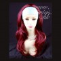 Burgundy mix Red Long 3/4 Wig Fall Hairpiece Wavy Layered Hair Piece UK