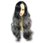 Wiwigs ® Pretty Long Wavy Wig Grey & Off Black Dip-Dye Ombre Hair UK