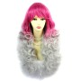 Wiwigs ® Romantic Long Curly Wig Grey & Dark Pink Dip-Dye Ombre Hair UK